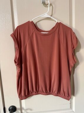 STYLUS Dusty Rose Elastic-Hem Cropped Tee